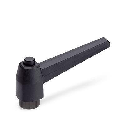 Ganter Verstellbare Klemmhebel, Kunststoff, mit Ausrastknopf, Buchse Messing (GN 503-42-M5-SW), VE: 50 Stück, 503-42-M5-SW
