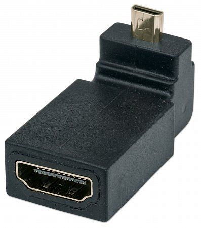 MANHATTAN HDMI-Adapter, gewinkelt, HDMI A-Buchse auf Micro-Stecker, 90° nach oben gewinkelt, 353441