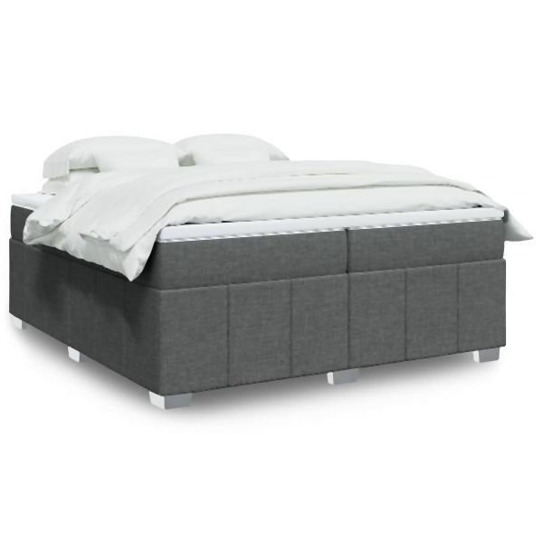 vidaXL Boxspringbett mit Matratze Dunkelgrau 200x200 cm Stoff, 3285499