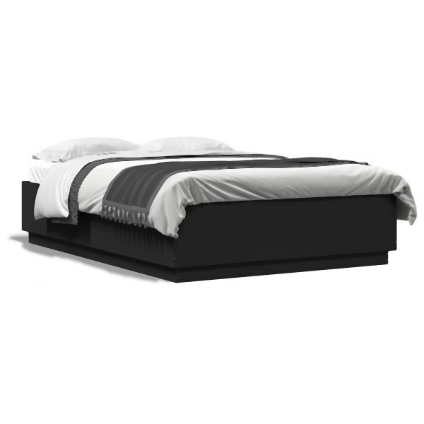 vidaXL Bettgestell mit LED Schwarz 150x200 cm Holzwerkstoff, 3209605