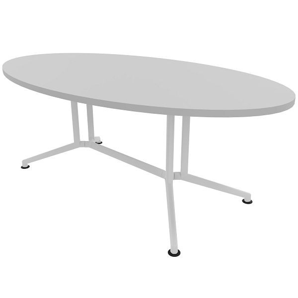 Quadrifoglio Konferenztisch X2, oval, 200x110 cm Farbe: Platte Grau / Gestell Weiß, X2ITO20/0700