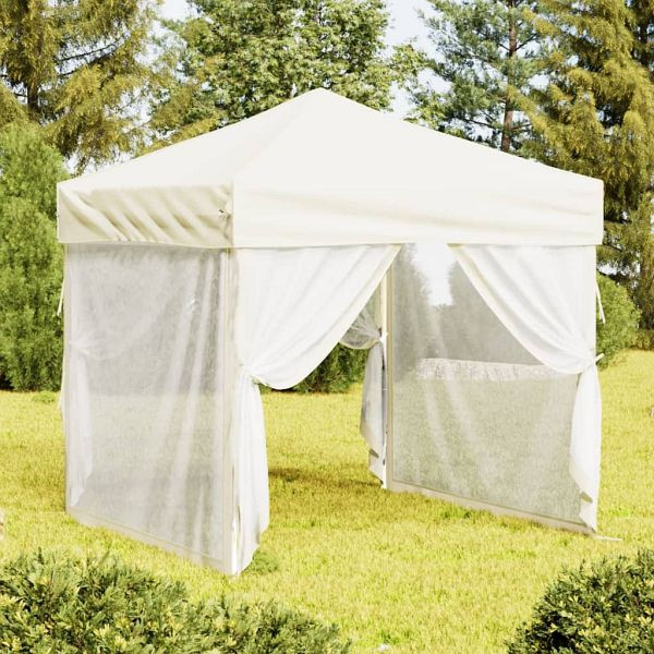 vidaXL Partyzelt Faltbar mit Seitenwänden Creme 2x2 m, 93508