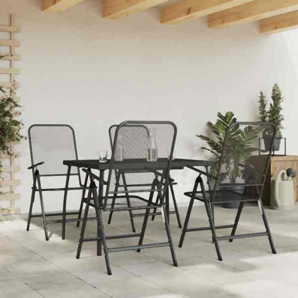 vidaXL 5-tlg. Garten-Essgruppe Anthrazit Streckgitter, 3211820