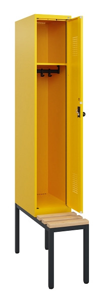 C+P Spind Evolo PLUS, 1 Abteil, 1950x300x815mm, 1023/1023, Drehriegel, Sitzfläche Holz, Sitzbank, 0490505-10 S10027