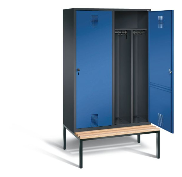 C+P Schwarz-Weiss-Spind Evolo, H2090xB1190xT500mm, Farbe: Schwarzgrau / Enzianblau, 48250-40 S10042