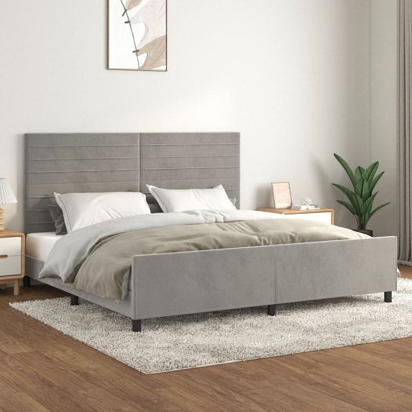 vidaXL Bettgestell mit Kopfteil Hellgrau 200x200 cm Samt, 3125836