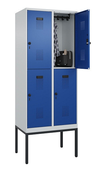 C+P Doppelstock-Spind Evolo PLUS, Gestell, 4 Fächer, 2120x800x500mm, 7035/5010, Drehriegel, 0493307-22 S10006