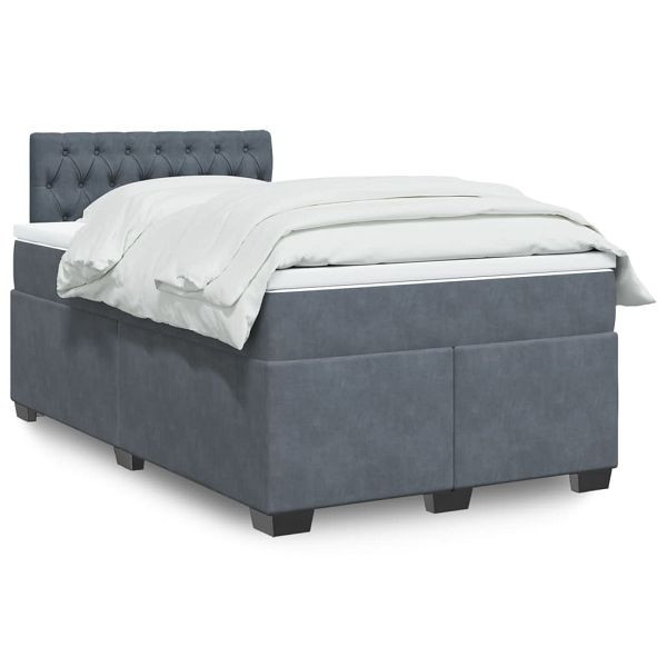 vidaXL Boxspringbett mit Matratze Dunkelgrau 120x190 cm Samt, 3288565