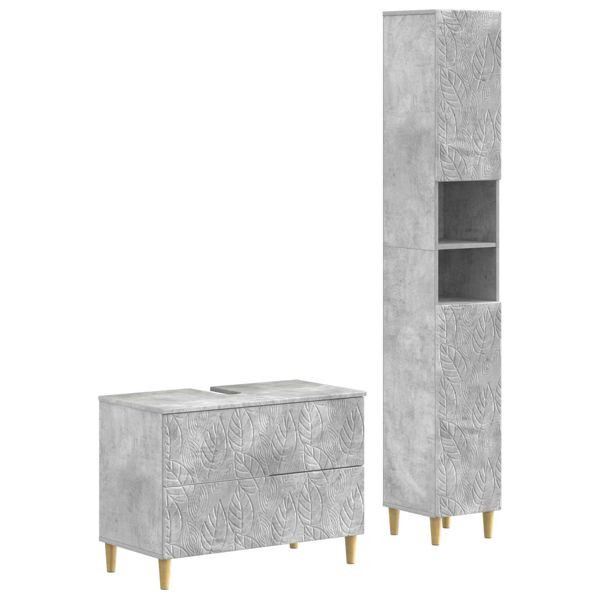 vidaXL 2-teiliges Badezimmer Schrank Set DELFT Betongrau Holzwerkstoff, 3417543