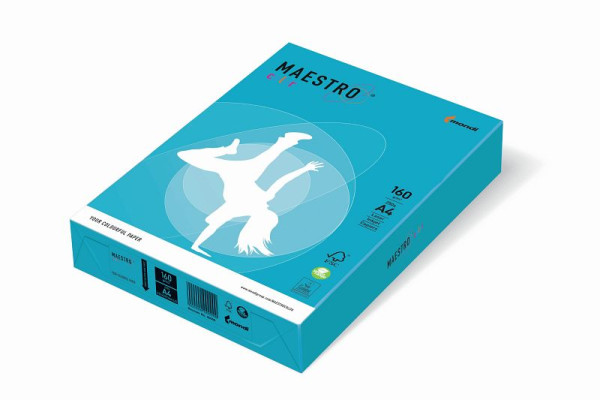 MAESTRO COLOR Kopierpapier MAESTRO® Color Intensiv, A4, 160g/m², 250 Blatt, wasserblau, 9417-AB48A16S