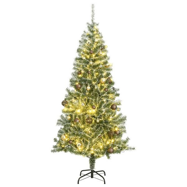 vidaXL Künstlicher Weihnachtsbaum 300 LEDs & Kugeln Beschneit 210 cm, 3210126