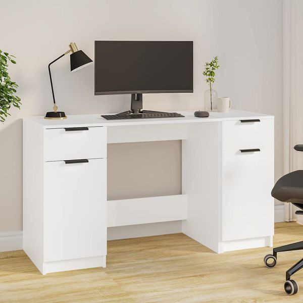vidaXL Schreibtisch mit Beistellschrank Weiß Holzwerkstoff, 3115908