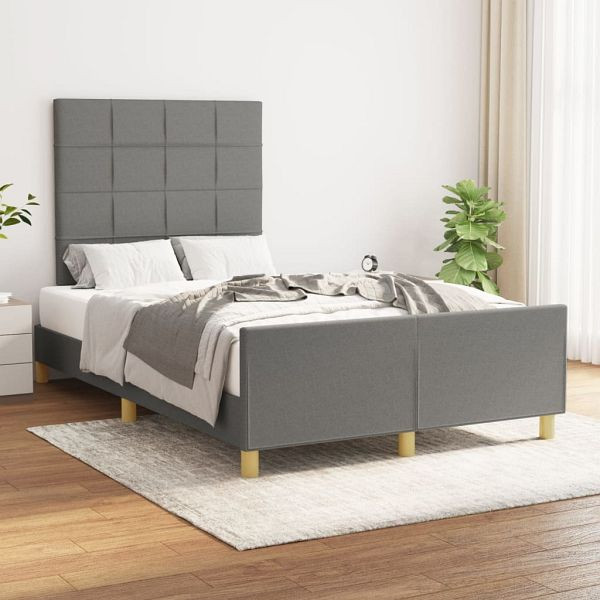 vidaXL Bettgestell mit Kopfteil Dunkelgrau 120x200 cm Stoff, 3125042