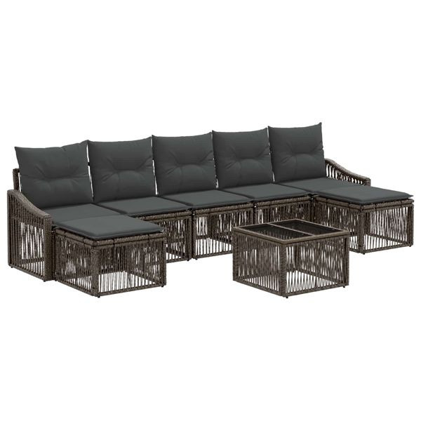 vidaXL Gartensofa-set 8-teilig Grau Poly-Rattan, 3436094