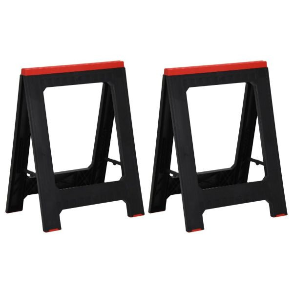 vidaXL Arbeitsböcke 2 Stück Klappbar Schwarz & Rot Polypropylen 350 kg, 152104