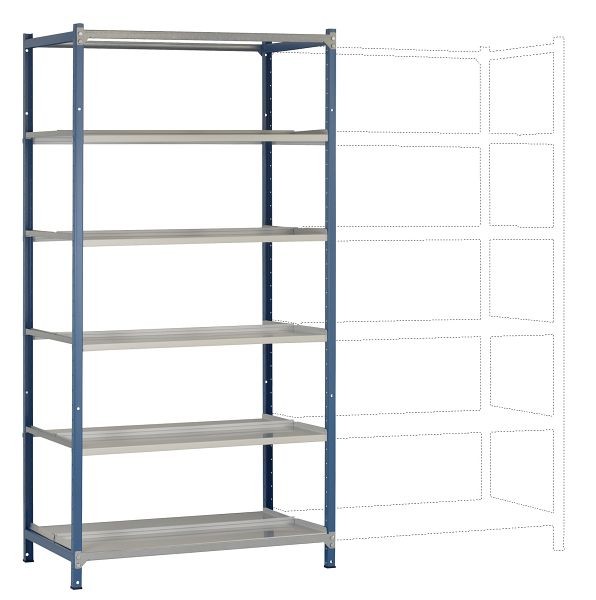 Manuflex Archivdoppel-Grundregal mit 5 Stahlböden, HxBxT = 1900 x 960 x 600 mm, RA2591.5007