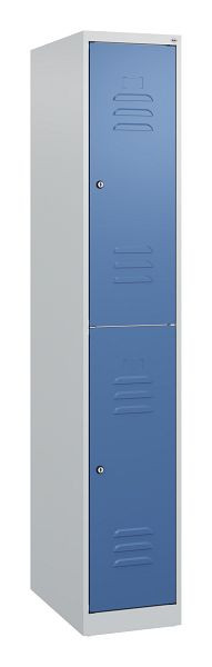 C+P Doppelstöckiger Spind Classic PLUS, 1700x300x500mm, 7035/5023, Zylinderschlösser, 0803007-10 S10018