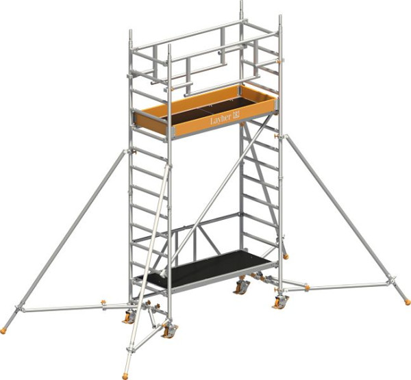 Layher Gerüst Zifa P2 SAFETY PLUS mit Doppelgeländer und Gerüststützen, Max. Plattformhöhe: 2,61 m, 1426233