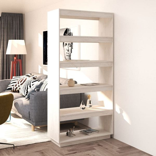 vidaXL Bücherregal/Raumteiler Weiß 80x35x167 cm Massivholz Kiefer, 810895