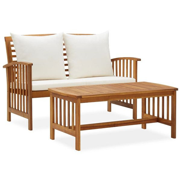 vidaXL 2-teilig Garten-Lounge-Set mit Kissen Massivholz Akazie, 310263