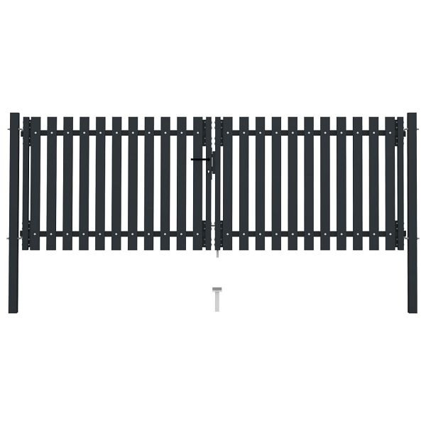 vidaXL Doppelflügel Zauntor Stahl 306x125 cm Anthrazit, 146350