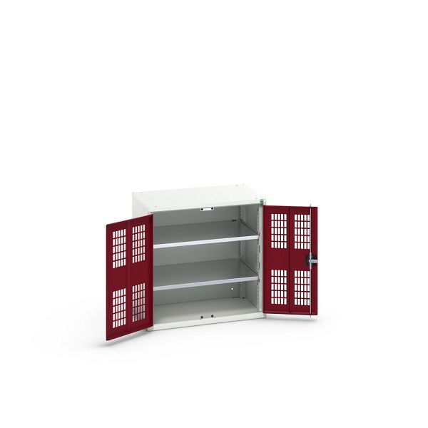 bott verso Flügeltürschrank mit Belüftung, mit 2 Fachböden, BxTxH: 800 x 550 x 800 mm, Lichtgrau / Purpurrot, 16926740.24