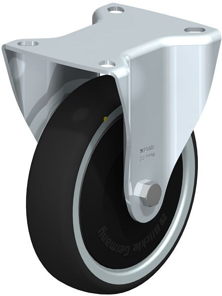 Blickle B-PATH 125K-ELS-FK Stahlblech-Bockrolle mit Anschraubplatte, Thermoplastisches Polyurethan, Grau, 852176