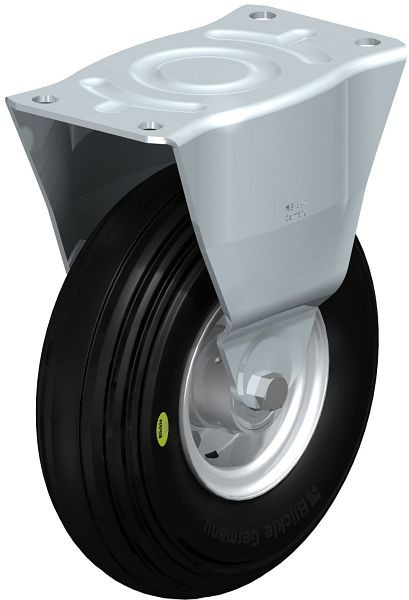 Blickle B-VW 260K Stahlblech-Bockrolle, mittelschwere Ausführung, mit Anschraubplatte, Weichgummi, Schwarz, 640680