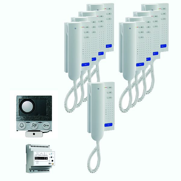 TCS audio:pack Einbau für 9 Wohneinheiten, mit Einbaulautsprecher ASI12000 + 9x Türtelefon ISH3030 + Steuergerät BVS20, PAIH090/004