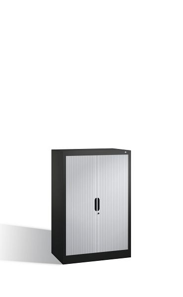 C+P Sideboard mit Rollladen Omnispace, H1230xB800xT420mm, Farbe: Schwarzgrau / Lichtgrau, Griffmulde, 3 OH, 3231-00 S10078