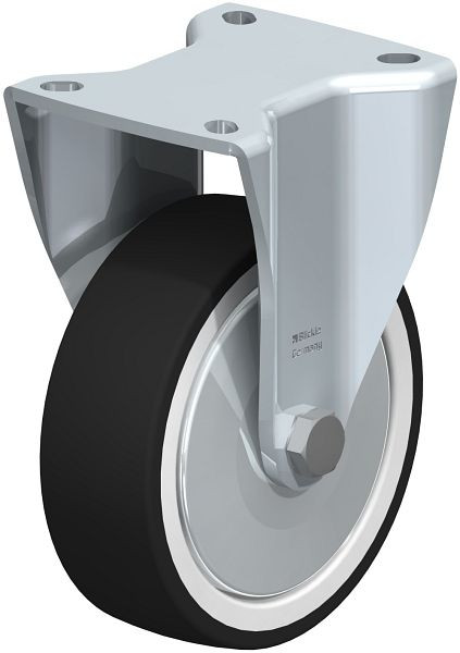 Blickle BH-POTH 125K-1-FA Stahlblech-Bockrolle, Schwerlast-Ausführung, mit Anschraubplatte, Thermoplastisches Polyurethan, Grau, 635706