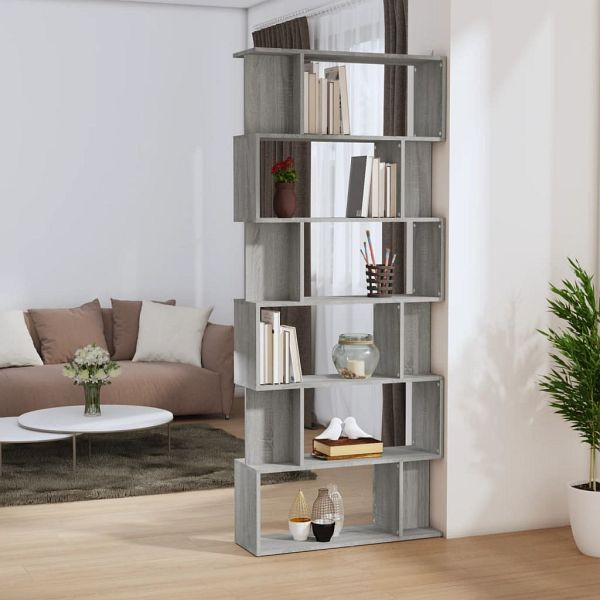 vidaXL Bücherregal/Raumteiler Grau Sonoma 80x24x192 cm Holzwerkstoff, 816060