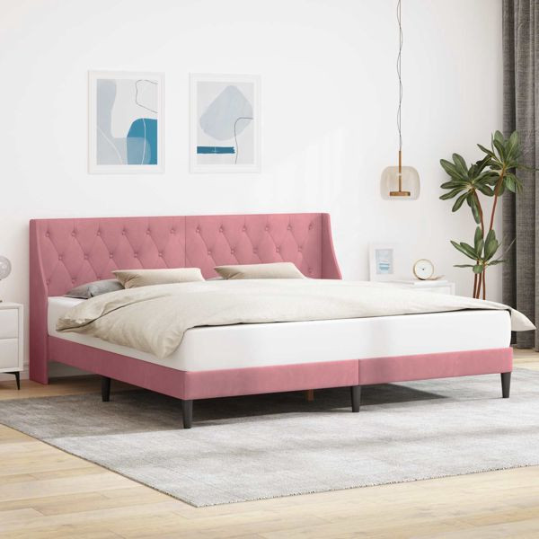 vidaXL Bettrahmen mit Kopfteil Rosa 180 x 200 cm Samt, 42027445