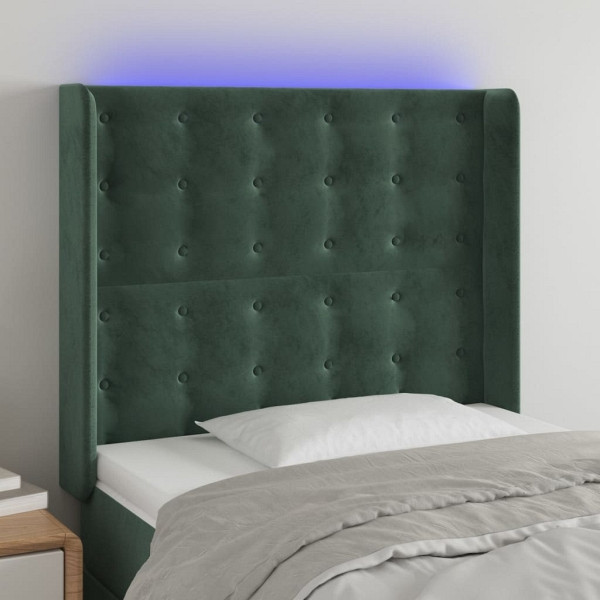 vidaXL LED Kopfteil Dunkelgrün 103x16x118/128 cm Samt, 3124527