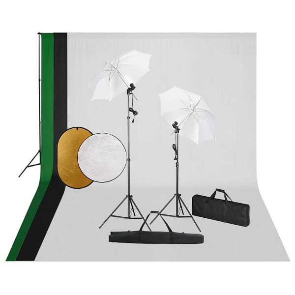 vidaXL Fotostudio-Set mit Leuchten, Hintergrund und Reflektor, 3067116