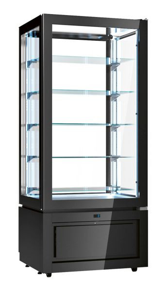 NordCap Panorama-Kühlvitrine LUXOR SCHWARZ, steckerfertig, Umluftkühlung, 458100120