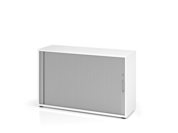 Hammerbacher Rollladenschrank 1732S BS, 2 OH, Korpus: Weiß / Rollladen: Silber, 120 x 40 x 74,8 cm (BxTxH), V1732S/W/S/BS