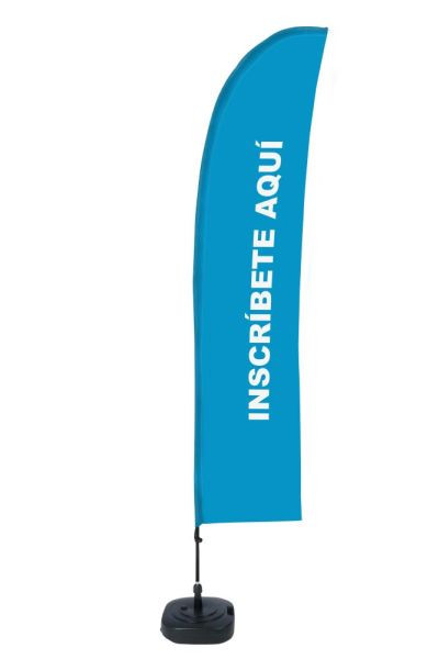 Showdown Displays Beach Flag Budget Wind Komplettset Hier Anmelden Blau Spanisch, BFBL-WT21-17-I165