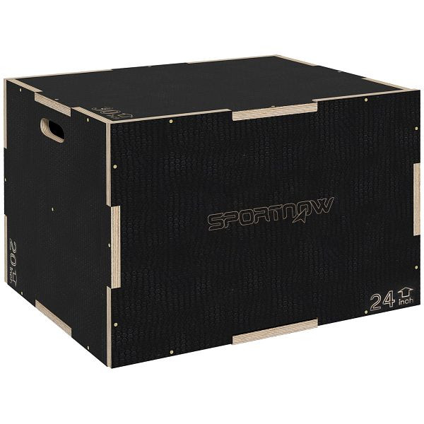 SPORTNOW Plyo-Box/Sprungbox, robust, 61 x 51 x 41 cm, Schwarz, Griff 10x3,5 cm, bis 120 kg, A93-055V01BK