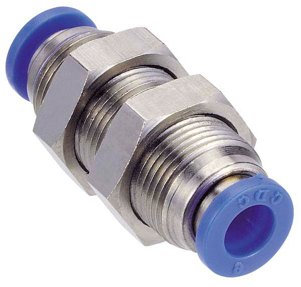 timmer B-GSV-6-MSv-bl, Gerader Schott-Verbinder in Messing vernickelt, Schlauch-Ø: 6 mm, Schott-Gewinde: M14x1, VE: 10 Stück, 03100102