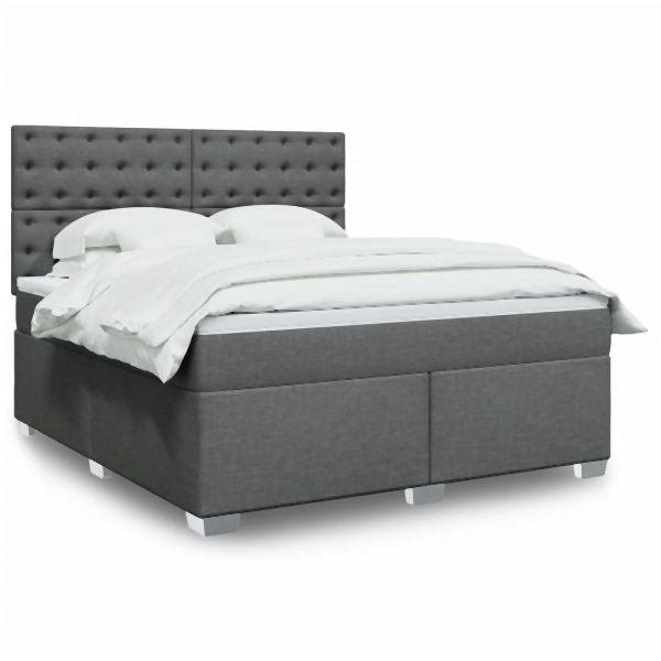 vidaXL Boxspringbett mit Matratze Dunkelgrau 180x200 cm Stoff, 3290582