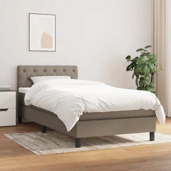 vidaXL Boxspringbett mit Matratze Taupe 80x200 cm Stoff, 3140253