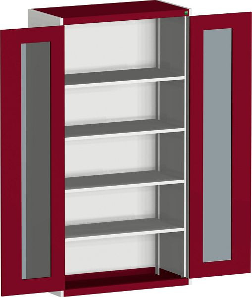 bott cubio Sichtfensterschrank bestückt mit 4 Fachböden BxTxH: 1050 x 525 x 2000 mm, RAL 7035/3004, 40013064.24V