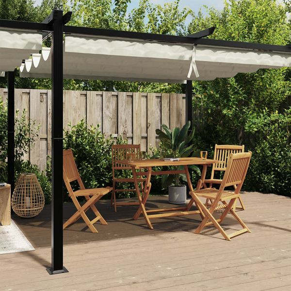vidaXL Gartenpavillon mit Ausziehbarem Dach Creme 3x6 m Aluminium, 3217061