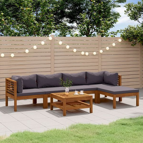 vidaXL 6-teilig Garten-Lounge-Set mit Auflage Massivholz Akazie, 3086897