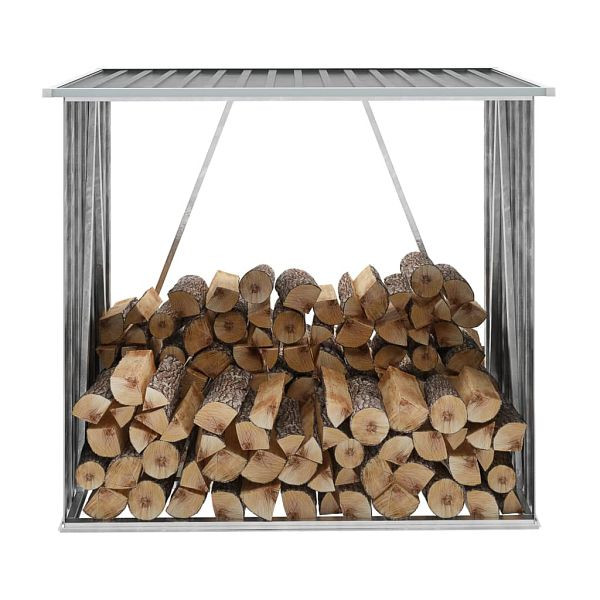 vidaXL Brennholzlager verzinkter Stahl 163 x 83 x 154 cm Grau, 44959