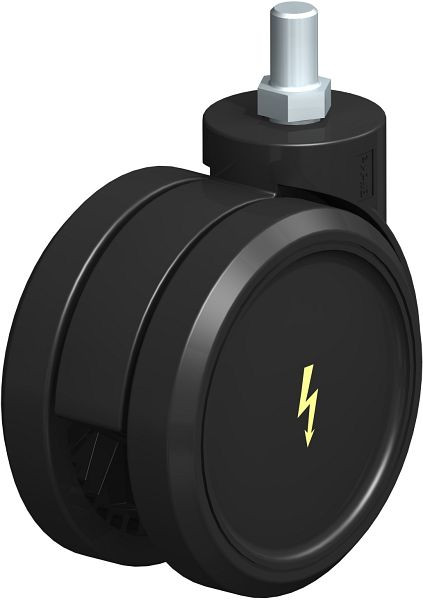 Blickle LKDB-PUA 100G-ELS Kunststoff-Doppel-Lenkrolle, Polyamid, Schwarz, 763658