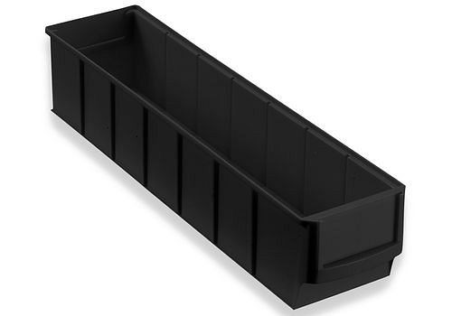 DENIOS pro-line ESD-Regalkasten pro-line C2-S, PP, 91 x 400 x 81 mm, schwarz, VE: 48 Stück, 265170