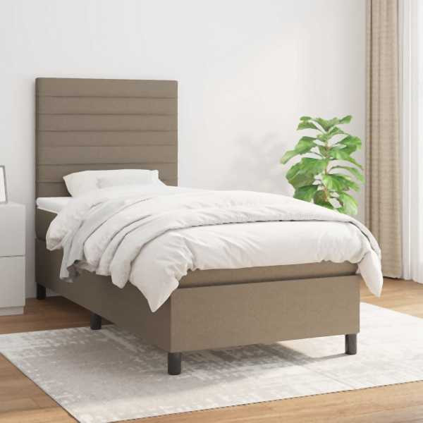 vidaXL Boxspringbett mit Matratze Taupe 100x200 cm Stoff, 3141837