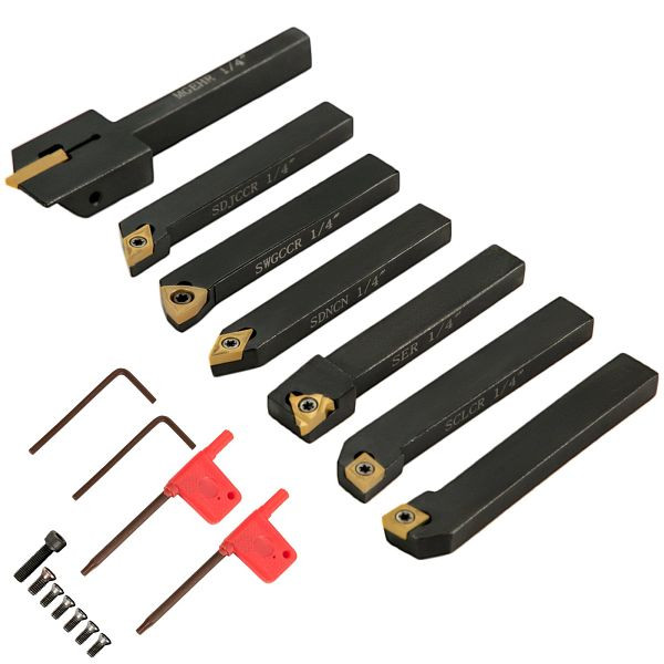 VEVOR Drehmeißel-Set mit Wendeplatten 1/4 Zoll 7-teilig Drehmeißel Wendeplatten, CCCDSFZYCFHQJT001V0